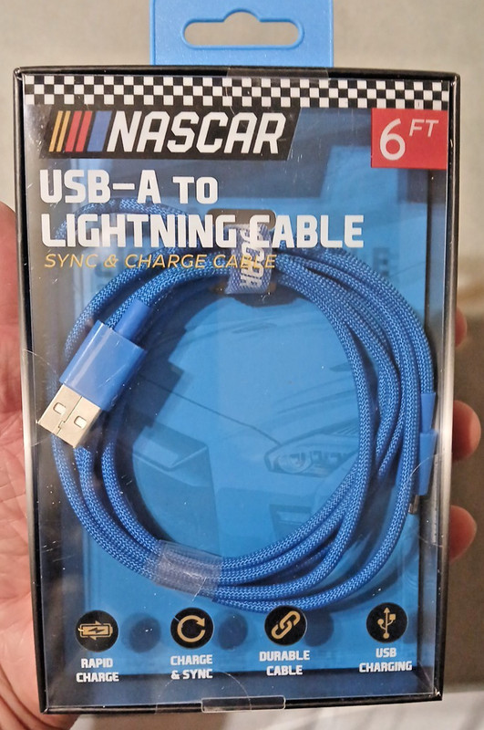 Nascar USB-A Fast Sync Charge Cable Blue 6ft, New