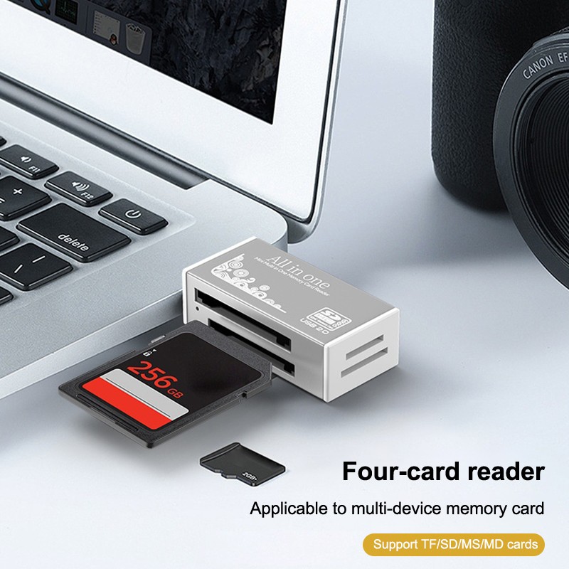 4 Ports Card Reader USB2.0 TF MS MD Card Reader Adapter For Laptop PC gallery