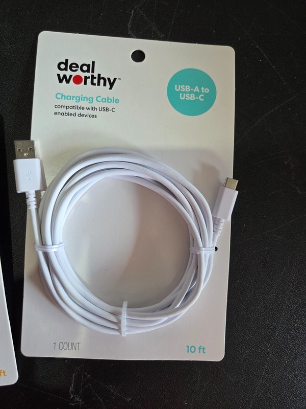 Dealworthy Set of 2 USB-A to USB-C 10ft & USB-C to IPhone 3ft Charging Cable gallery