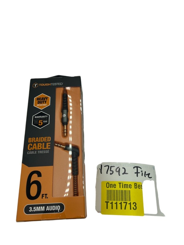 QTY 3 Tough Tested 3.5MM Aux BRAIDED CABLE 6ft. TT-FC6-AUX Heavy Duty gallery