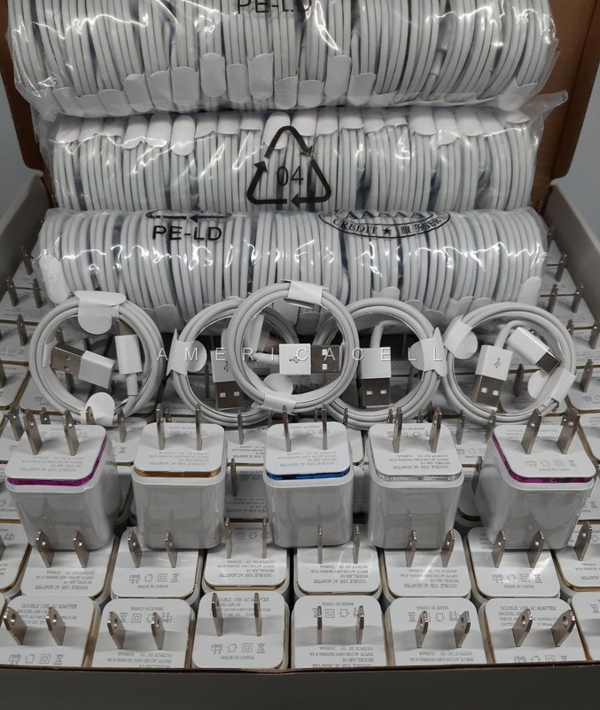 50 Pack USB Type-C 3ft Cable & Dual Fast Charger Charging Adapter For Android