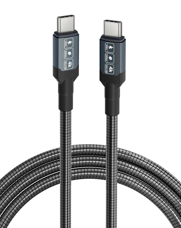 13ft Chew Proof Metal Braided USB-C to USB-C Cable - 240W PD Fast Charging, 2...