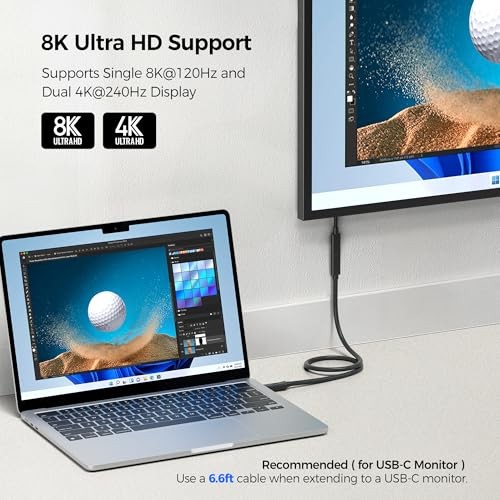 80Gbps USB4 Extension Cable - 3.3ft, Supports [8K@120Hz / 4K@480Hz 3.3 Feet gallery
