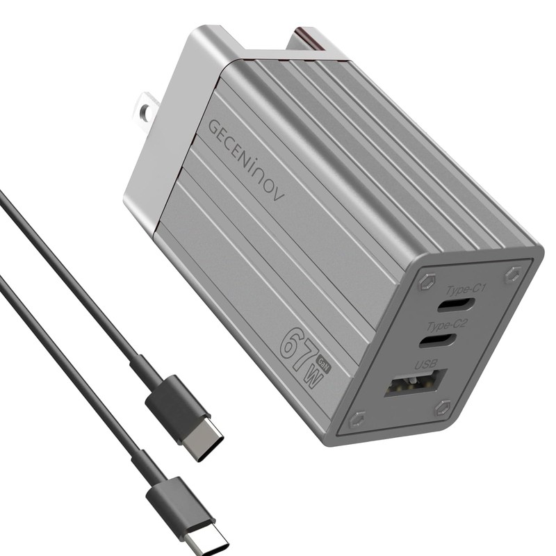 Type C Charger Fast Charging Brick 67W USB C Charger, 3-Port Compact and Fold…