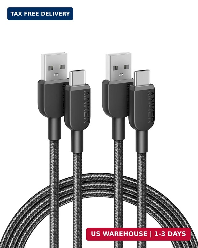 Anker USB A to USB C Cable, Charger Cord (2 Pack, 6FT), for iPhone 17 Series,Sam