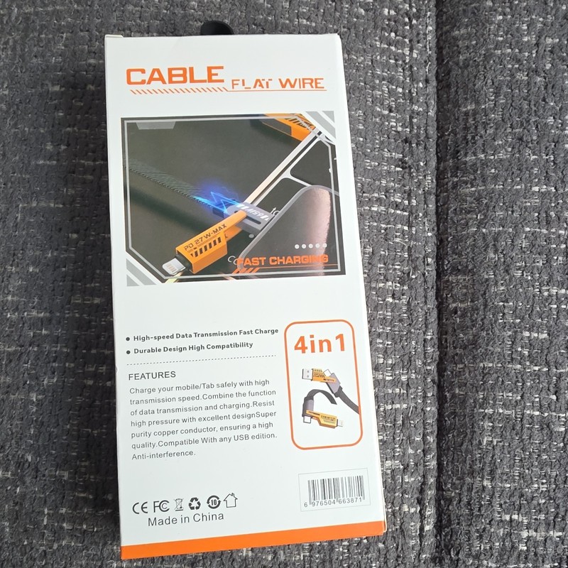 4-in-1 Flat Fast Charge Cable USB-A/USB-C 65W/27W gallery