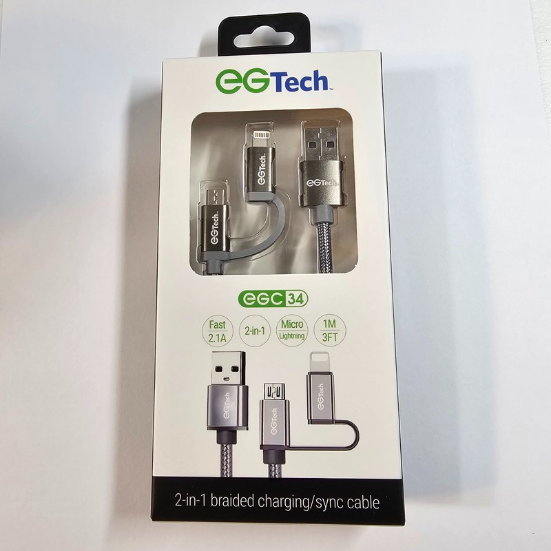 EG Tech 2 in 1 Charging Cable Micro USB w Adapter