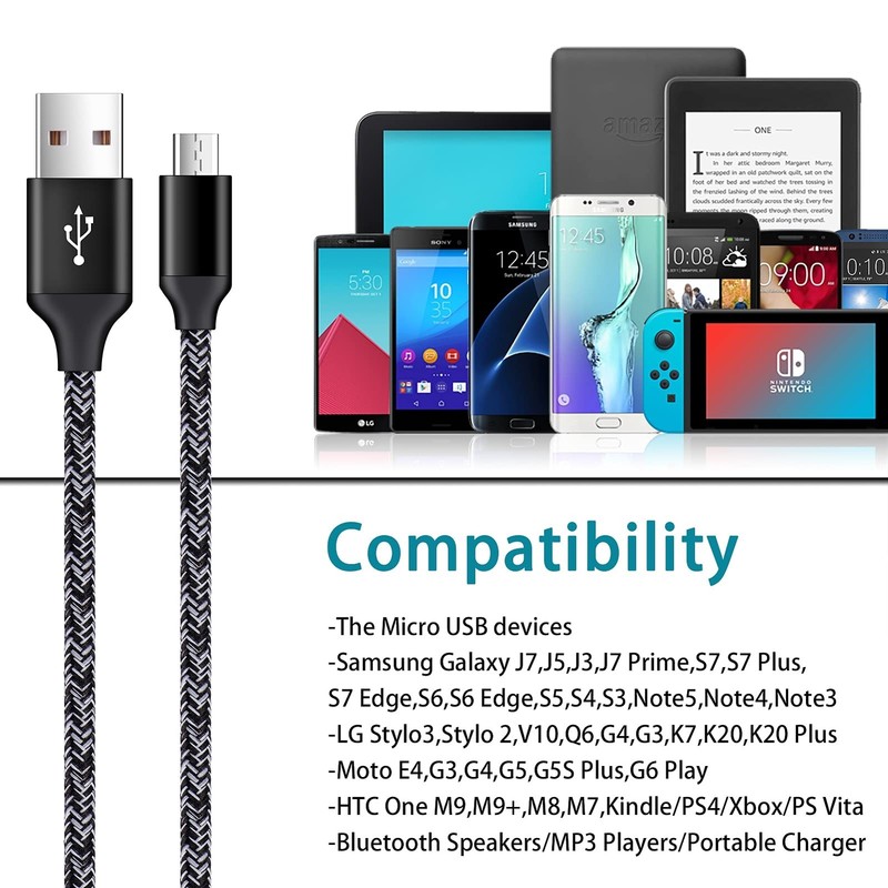 Micro Charger Phone Android Cables for Motorola Moto E 2020 E7 E6 E5 G6 Play,... gallery