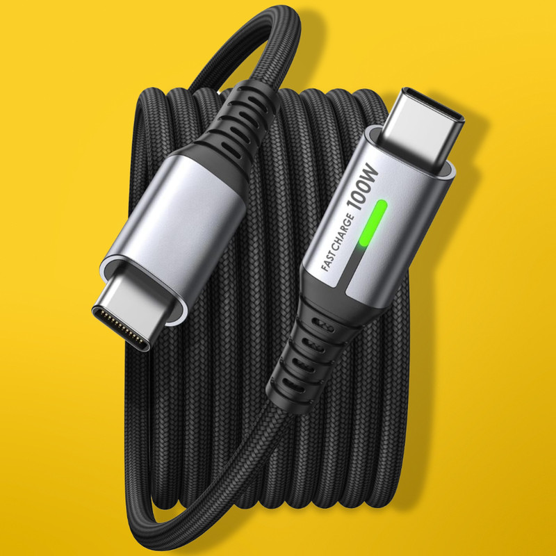 USB-C to USB-C 6.6ft 100W PD Fast Charging Cable Nylon Braided for iPad MacBook