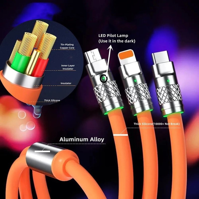 3 in 1 Fast Charging Cable Cell Phone Charger Cord For iPhone Type C Micro USB gallery