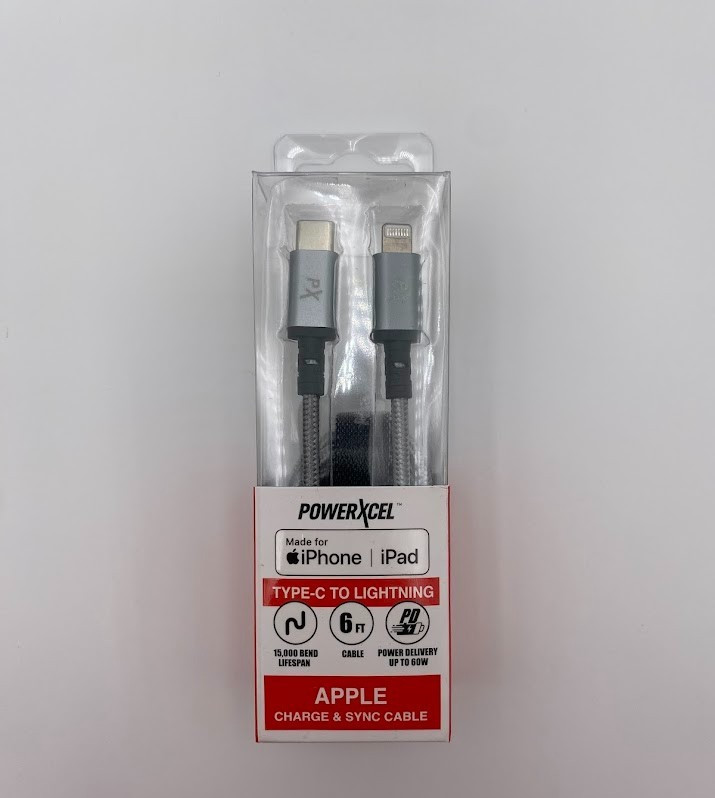 Powerxcel Usb-c To Apple LIght Cable 6ft Pd Fast Charging For Iphone Ipad 60w