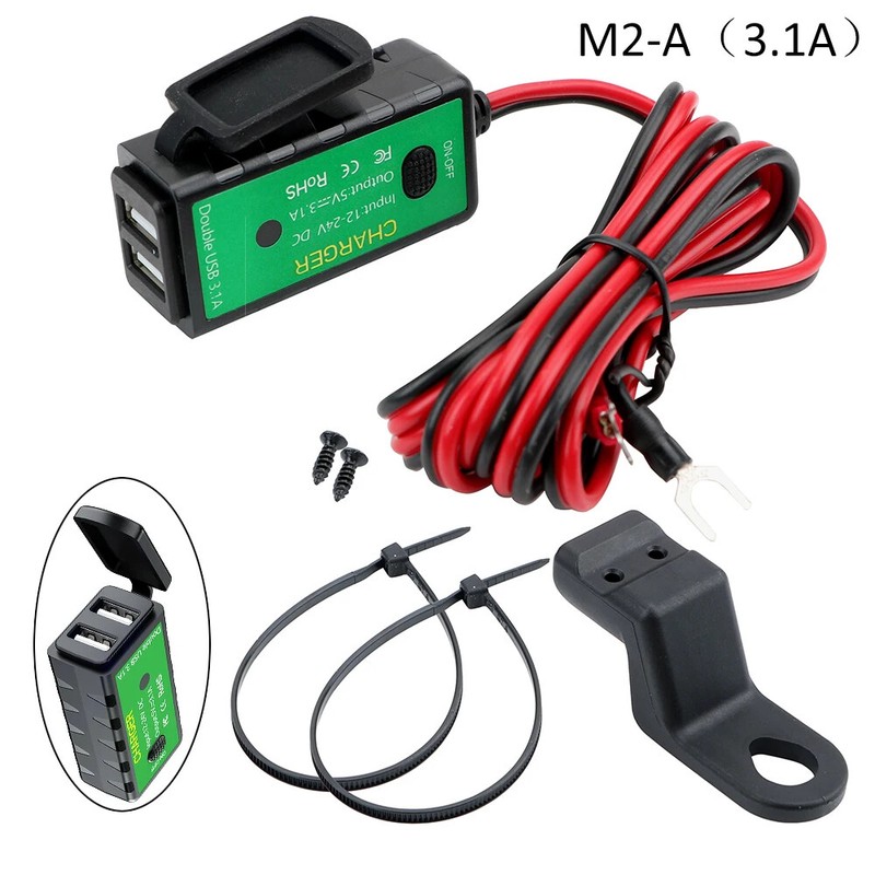 12V SAE to USB PD Fast Charging Adapter Voltmeter Motorcycle USB Type C Charger