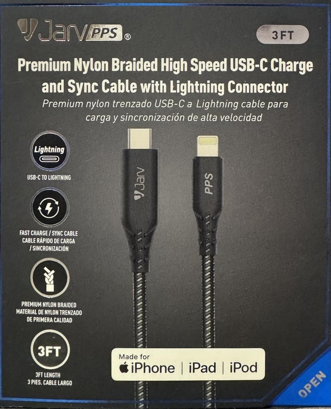 3ft Premium Nylon Braided High Speed USB-C to iPhone Charging Cable