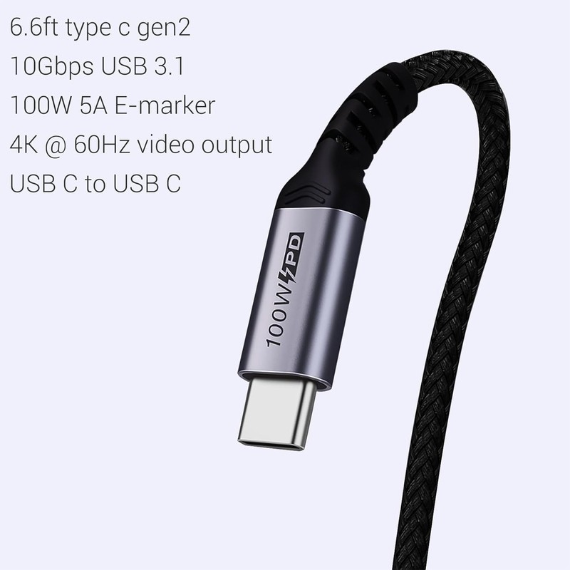 100W C to C Fast Charging Cable, 6ft with 4K Video Output – Perfect for Gamers gallery