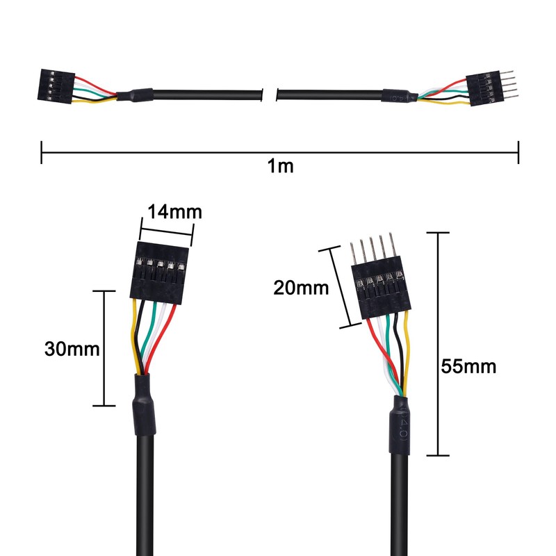 5Pin USB IDC Header Extension Cable,2.54 Dupont 5-Pin Male to Female Motherbo... gallery