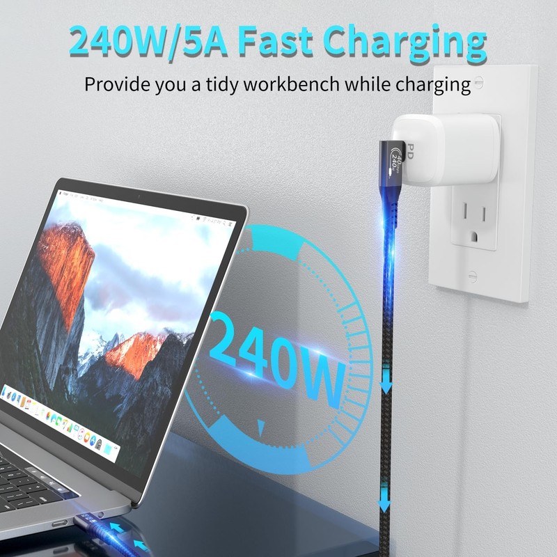90 Degree USB4 Cable Thunderbolt 4 Compatible 240W 40Gbps 8K 60Hz 0.5M gallery