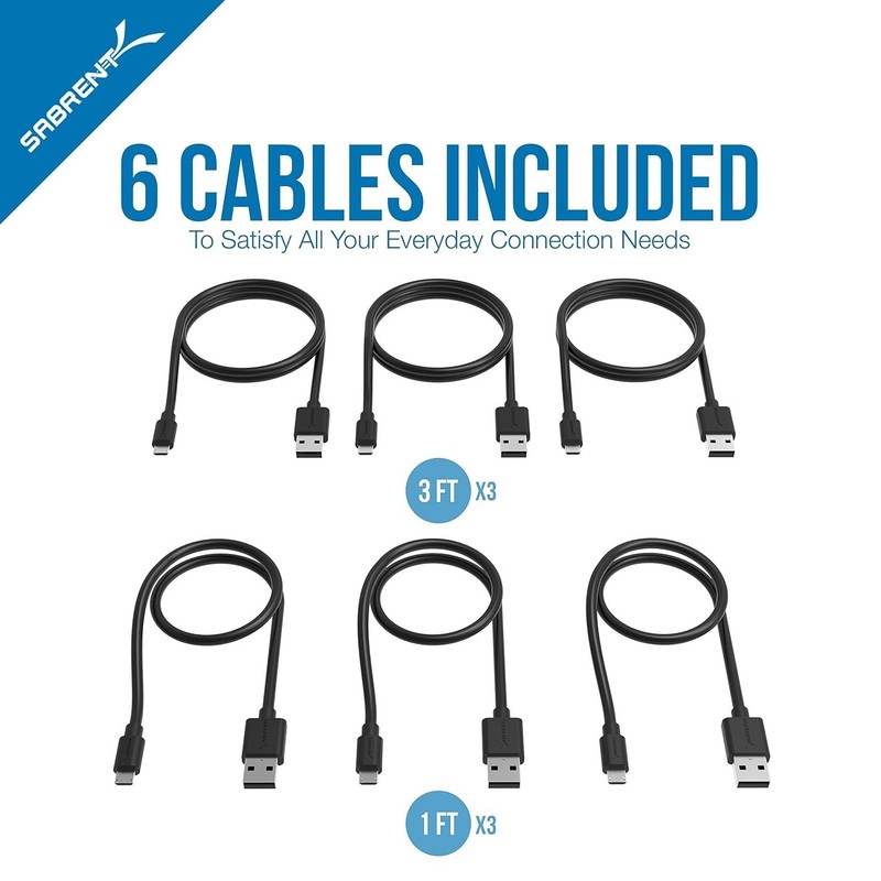 Fast Charging 6-Pack Micro USB Cables - 3ft & 1ft for Devices & Peripherals gallery