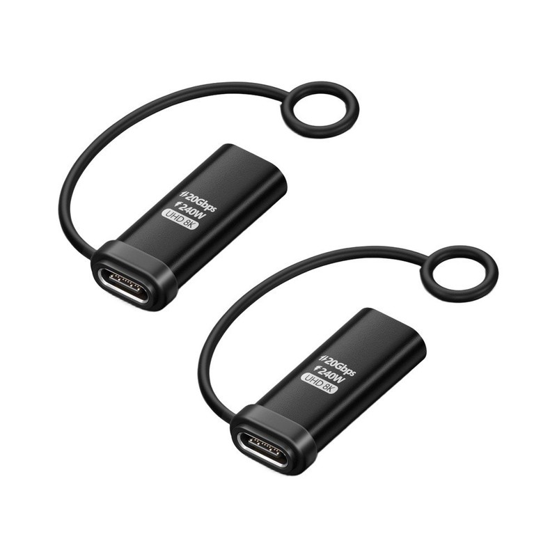 USB C Adapter Dual 240W 20Gbps 8K@60Hz Aluminum Alloy 2pcs Black Silver gallery