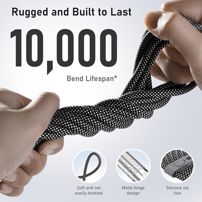 USB C to USB C Cable 10FT 240W, 180°Rotating USB C Cable Braided Type C Charger gallery