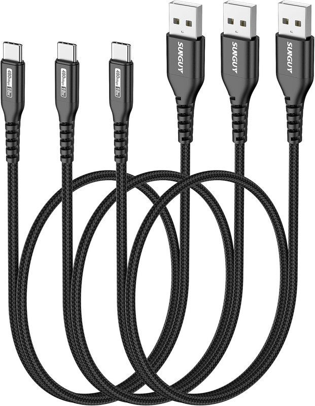 USB C Cable 1.5FT [3Pack] 3A USB to USB C Cable Fast Charging Data Sync Braided