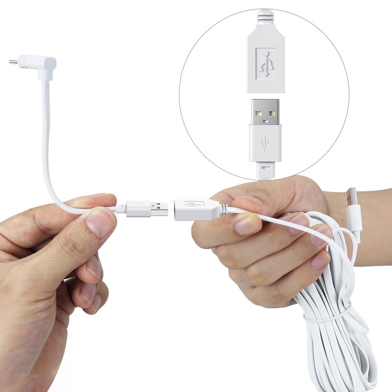 2 Pack 30ft Power Extension Cable Flat USB For Wyze Cam v4 Pan v3 OG White gallery