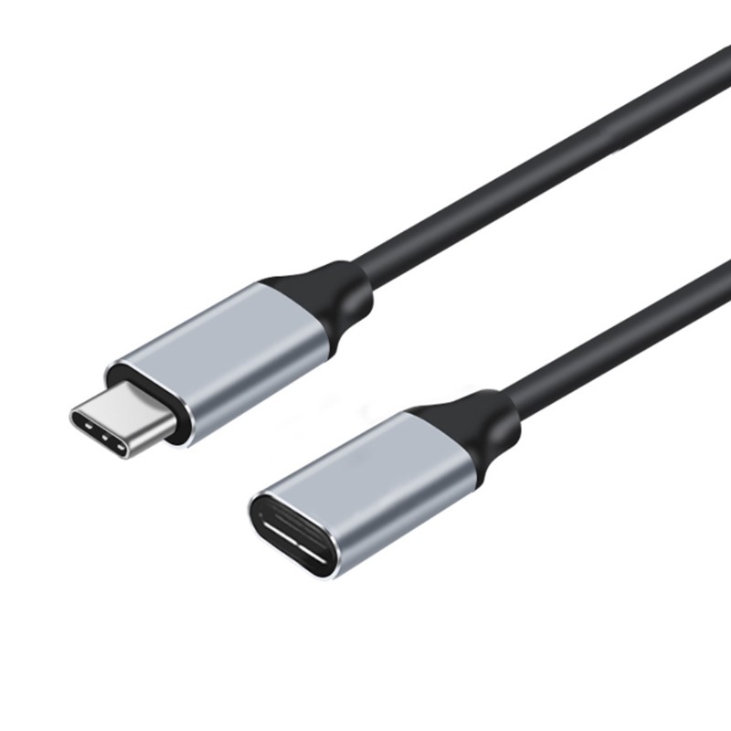 Portable 1-Pack USB Type C Male to Female Extension Cable Black +Gray