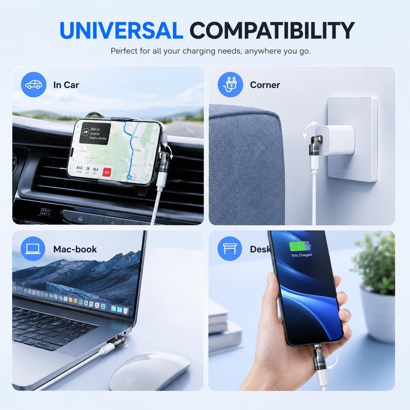 USB C Adapter (3-Pack), PD 240W USB C 90 Degree Adapter, USB Type C Adapter, ... gallery