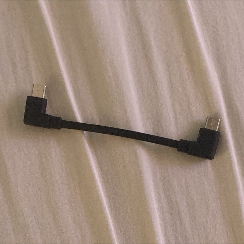 Right-Angle Micro-USB Charging Cable, Short Less Than 1 ft, Black, Universal