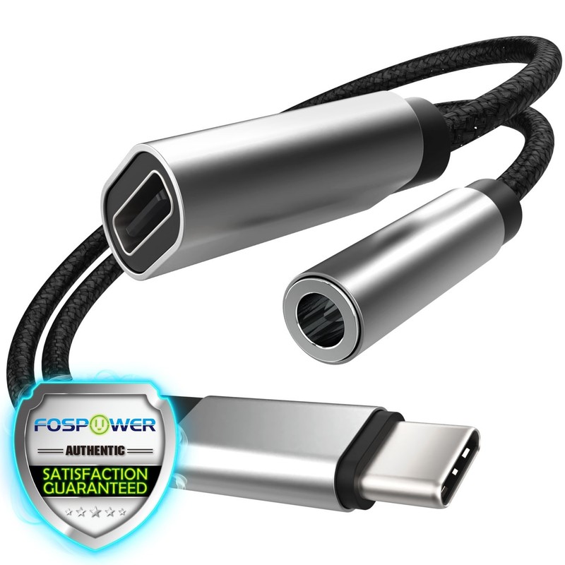 USB C to 3.5mm Headphone and Charger Adapter, 6″ USB-C to Aux Adapter and Type C