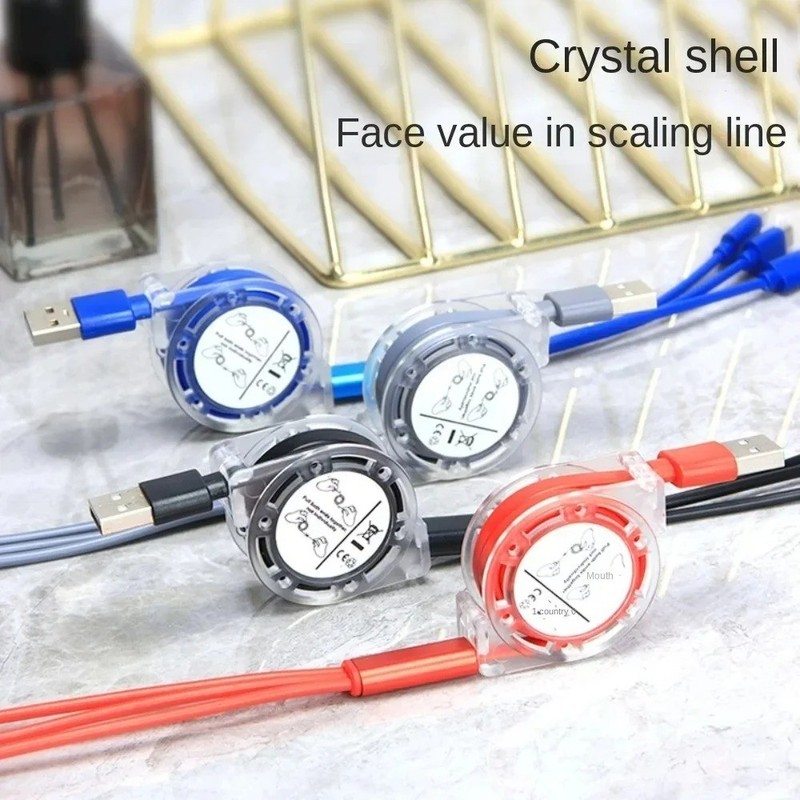 3-in-1 Retractable Data USB Cable Fast Charging For iPhone Type-C Micro USB gallery