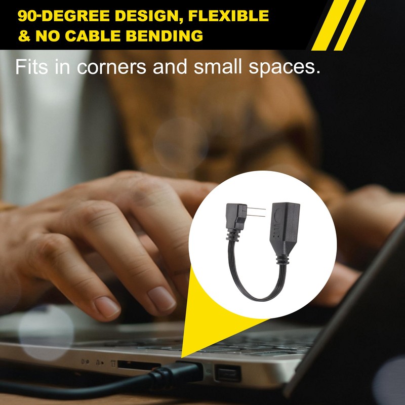 2 Pcs USB2.0 Extension Cable, 3.9 Inch UP&Down Angle Male to Female Adapter gallery