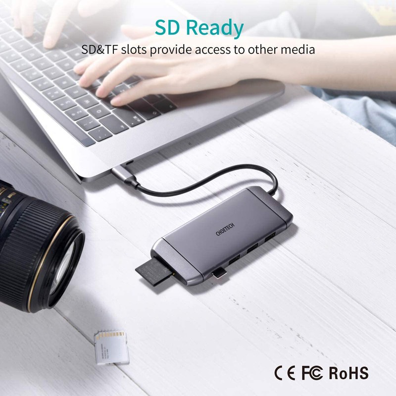 For XPS 13/15 4K CHOETECH Durable Carry USB C Hub Connect Adapter Part gallery