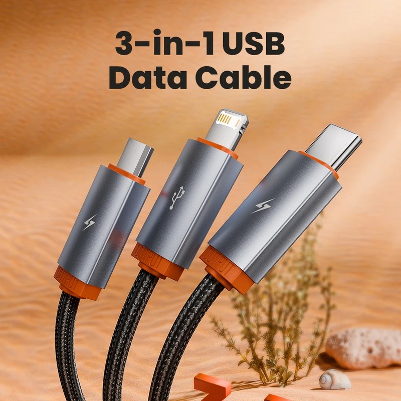 Toocki 3-in-1 USB Cable To Type C Micro iP Port Fast Charging gallery