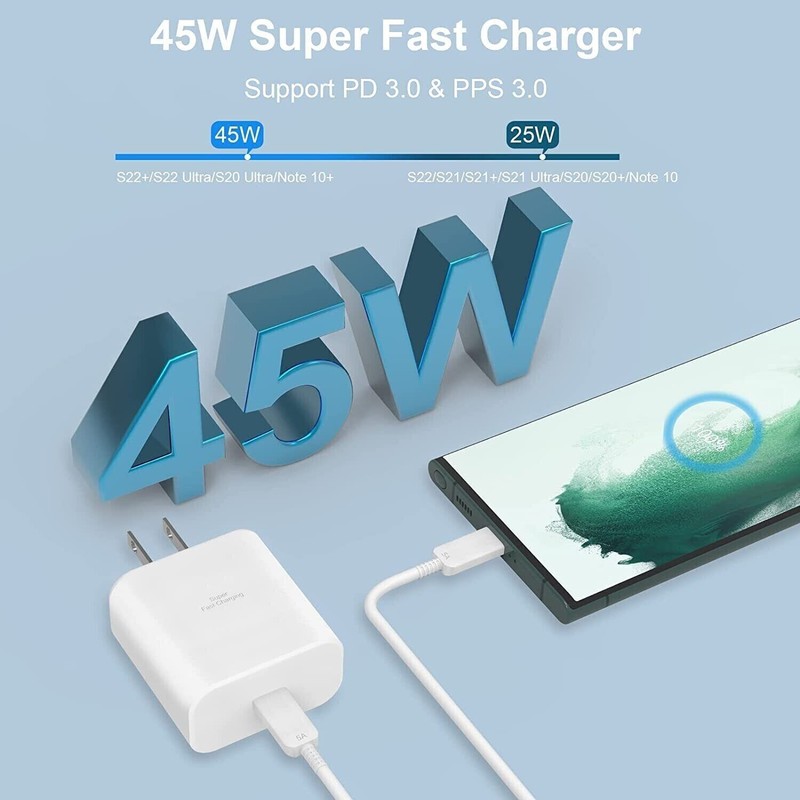 45W Super Fast Charger Cable And Plug USB-C For Samsung S20 S21 S22 S23 Ultra 5G gallery