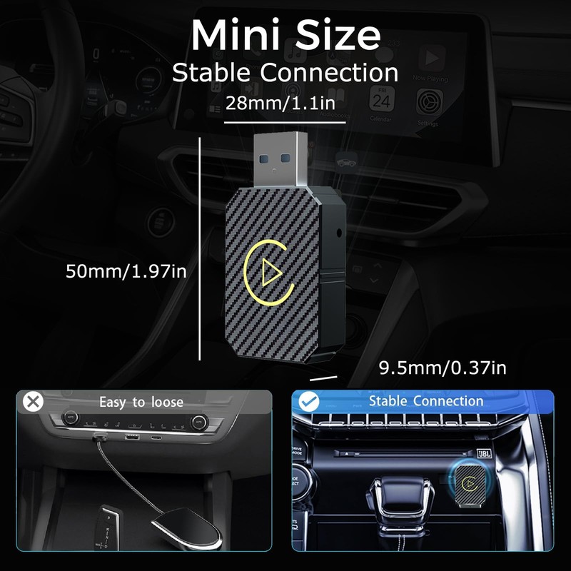 Wireless CarPlay Adapter 2026 Upgraded,CarPlay & Android Auto 2-in-1, Mini US... gallery