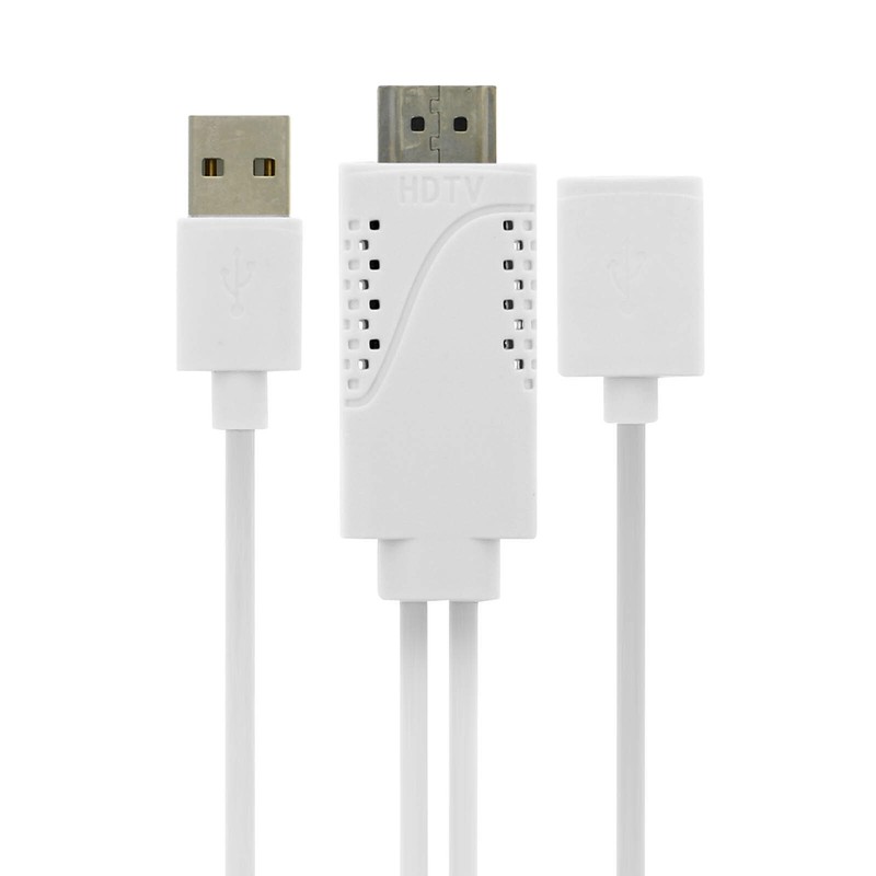 Mhl Female USB Cable for HDMI Male and USB Male Smartphone/Tablet – White