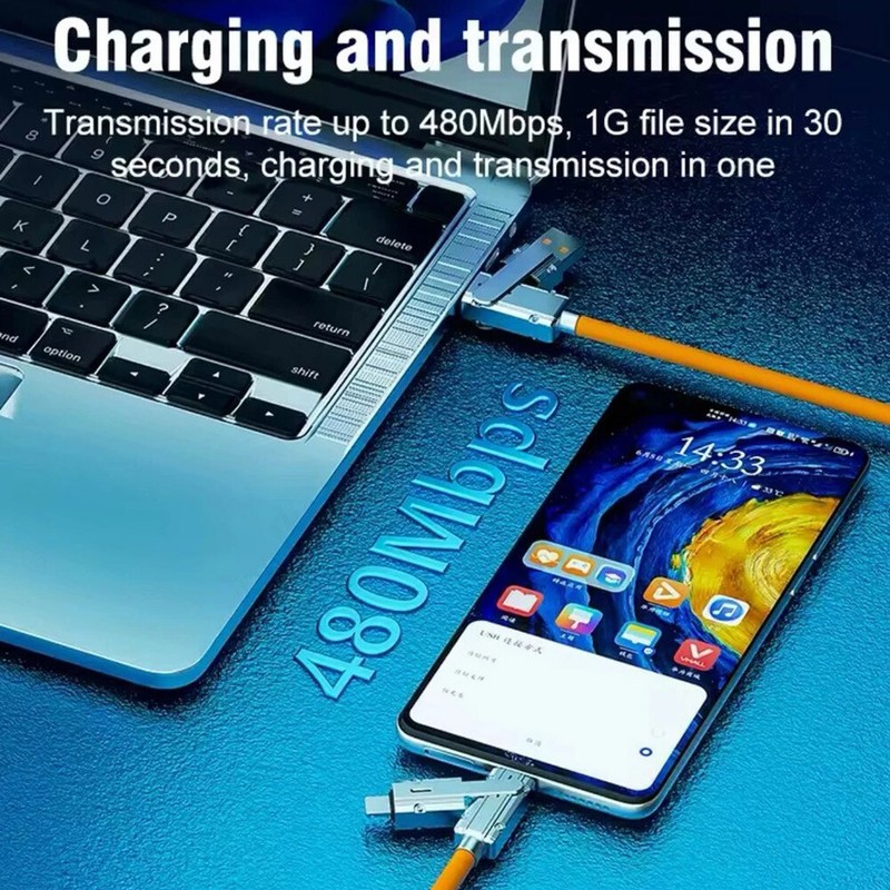 4-In-1 120W Super Fast Charging Cable Charger Data Cord Usb-C For iPhone Android gallery