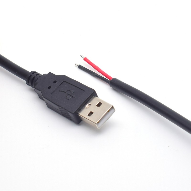 5x USB2.0 Male Pigtail Cable 18AWG 0.3M/1FT 5V7A 2-Pin Bare Wire DIY Connector gallery