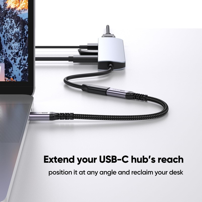 2 PCS USB C Extension Cable 6 Inch 100W 10Gbps Fast Charge 4K 60Hz Extender gallery