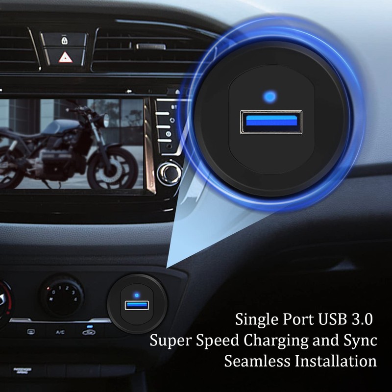 Single Port USB 3.0 Car Mount Flush Cable Male To Female Extension 1ft Dashboard gallery