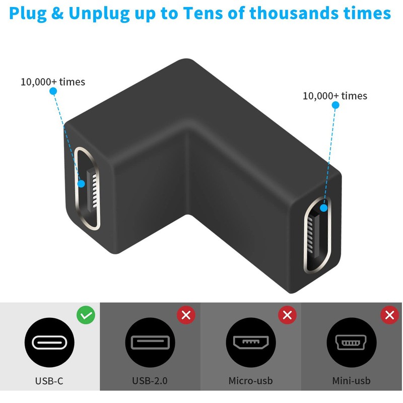 10 USB Type C 3.1 Female to Female Up Angled Coupler Extension Adapter Connector gallery