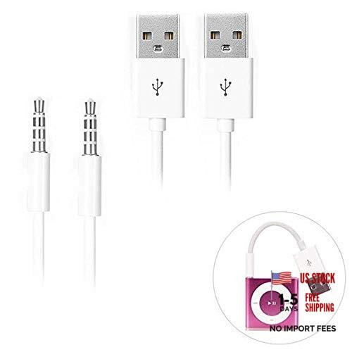 iAbler iPod Shuffle Cable, 2 Pack 3.5mm Jack/Plug to USB USB Power Charger