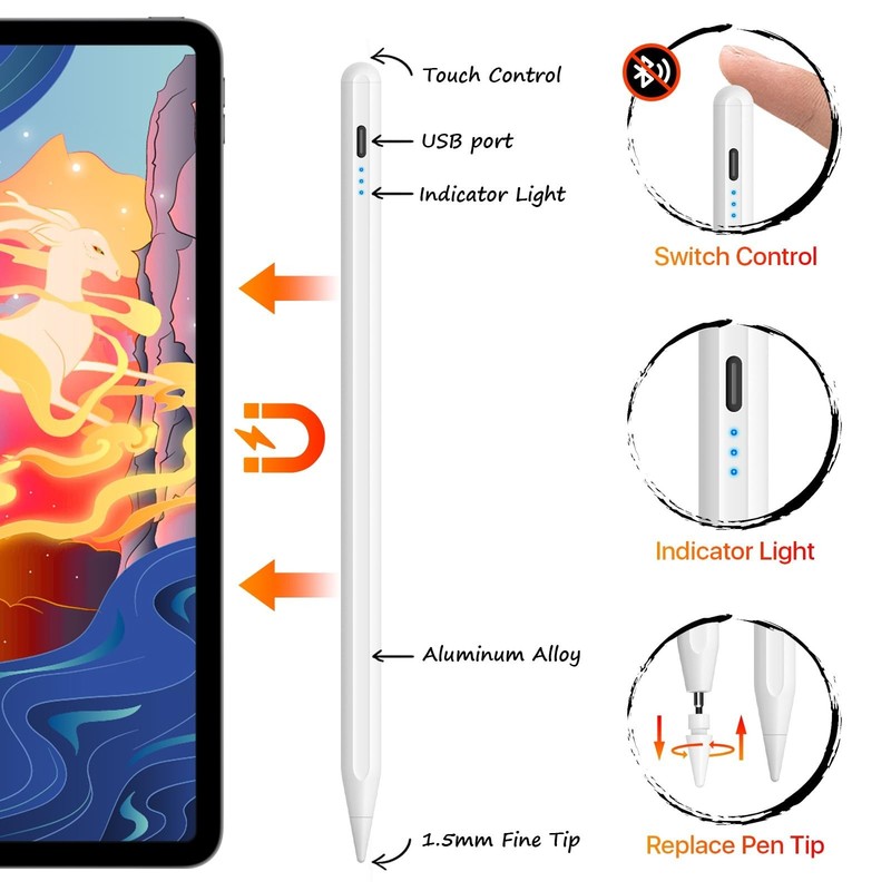Stylus Pen for iPad 2018-2024 iPad 6/7/8/9/10th, iPad Pro 11"/12.9"/M4, iPad ... gallery