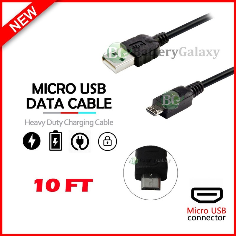 10ft USB 2.0 Type A Male to Micro-B 5-Pin Cable