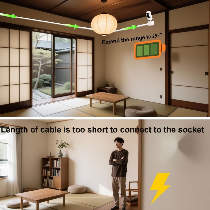 2Pack 25FT Type C Extension Cable for CCTV Security Camera Ring Pan-Tilt Cam gallery