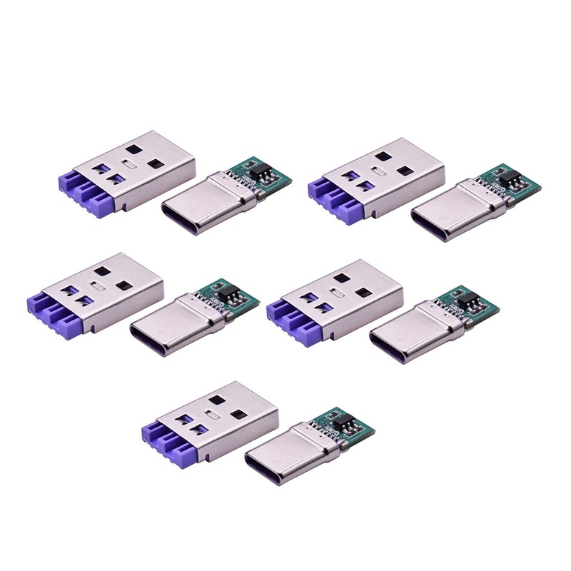 5 Sets DIY Type-C USB Fast Charge Adapter 5A Male Connector Welding Adapter Y gallery