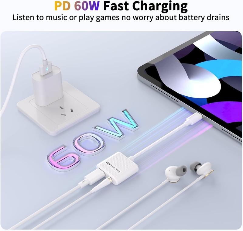 USB C to 3.5mm Audio Adapter and Charger 2 in 1 USB C to Aux Headphone Dongle wi gallery