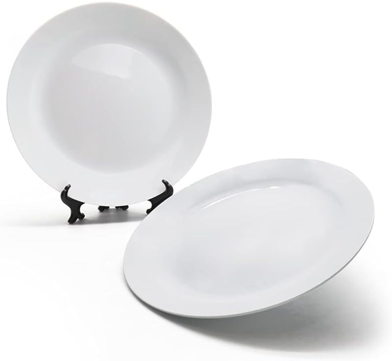 MR.R Sets of 2 Sublimation Blanks White Ceramic Flat Plate with Stand,Porcela…