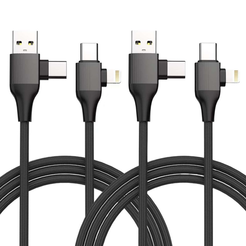4 in 1 Cable 60W 2 Pack 3.3FT Lightning Cable 27W MFi Certified Fast Charging…