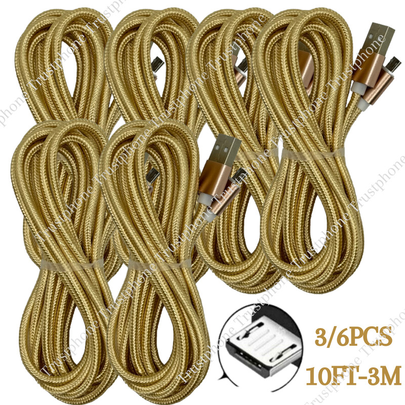 10Ft Micro USB Fast Charger Cable Heavy Duty Charging Cord For Android Phone LG